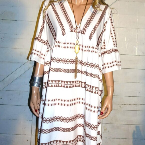 Cupshe Brown Beige Boho Dress L NWT - Picture 1 of 7